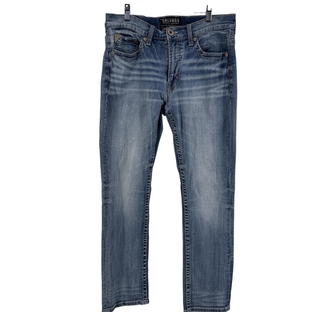 Salvage Supply Company Jeans Mens 34x30 Blue Havoc Straight Slim Fit Denim